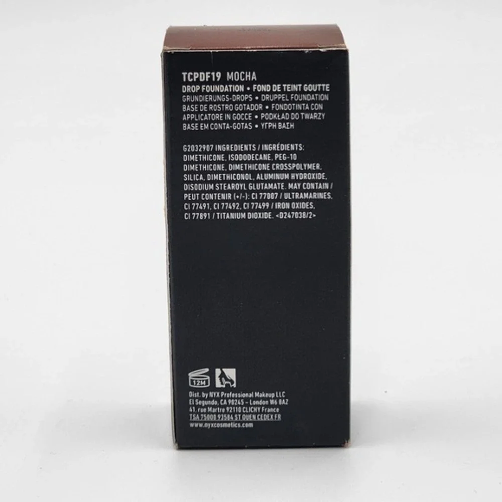 NYX Total Control Pro Drop Foundation Mocha TCPDF19 Demi Matte Finish New in Box